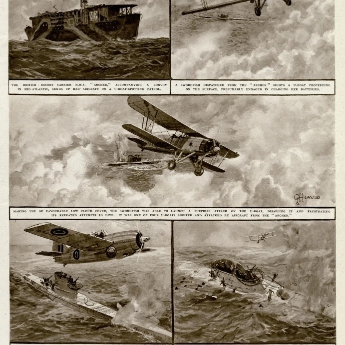 Escort Carrier Archer By G. H. Davis Poster Print By <ALIMT >&reg;</ALIMT> Illustrated London News Ltdmary Evans (24 X 36)