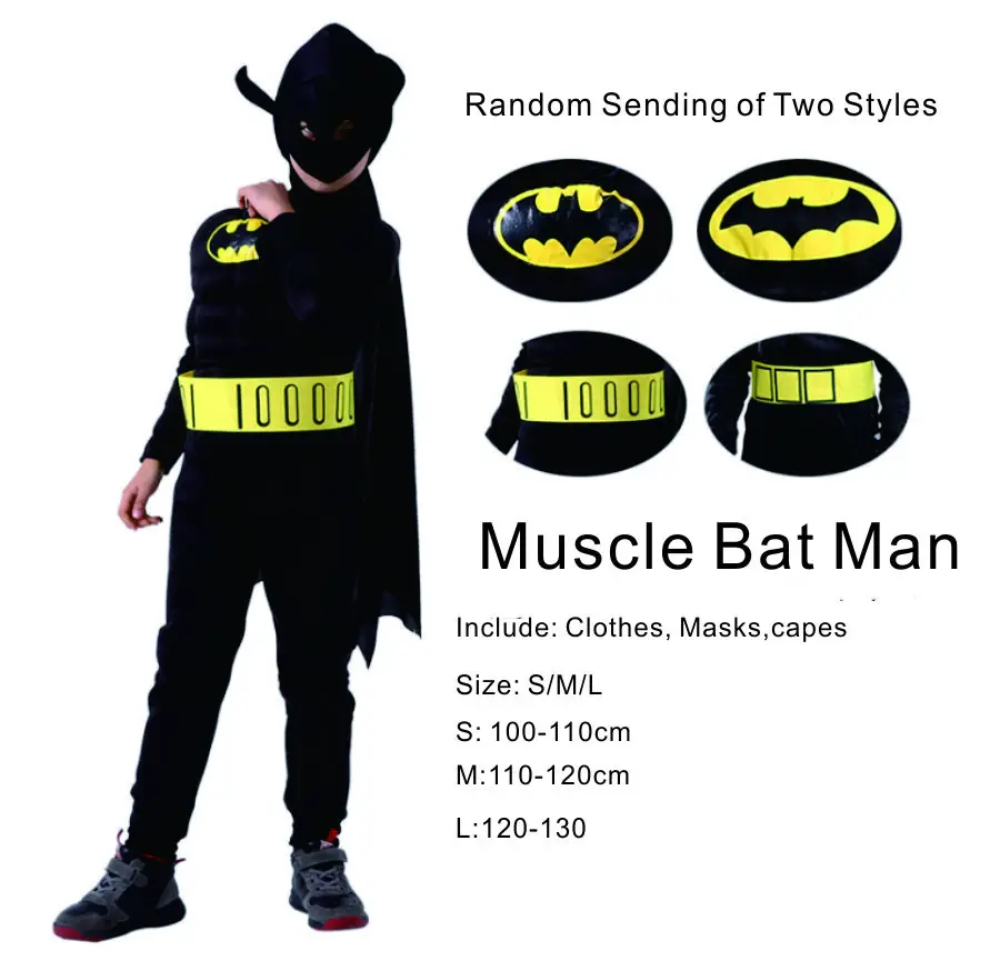 Карнавальный костюм на Хэллоуин, костюм супергероя Марвел, Человек-паук, железный человек, Бэтмен - Цвет: Muscle Bat Man