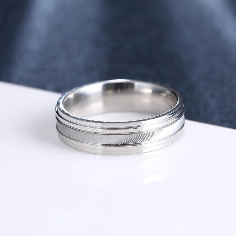Каканы из нержавеющей стали кольца для мужчин и женщин диагональная резка двойной паз помолвки персонализированные пользовательские ювелирные изделия кольца