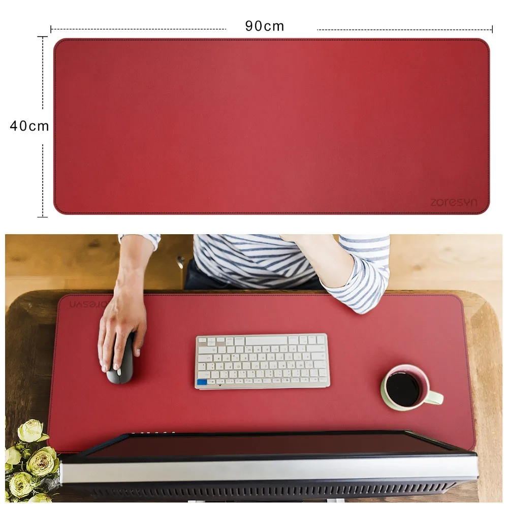 Zoresyn большой из искусственной кожи Мышь Pad 900*400 мм большой коврик для клавиатуры Расширенный бюро площадку и Коврики для офиса, бытовые, игр