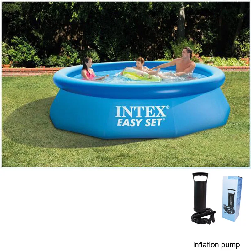 244 см 76 см INTEX синий AGP над землёй Плавательный Бассейн семейный бассейн надувной бассейн для взрослых детей Аква летняя вода B33006 - Цвет: SET B