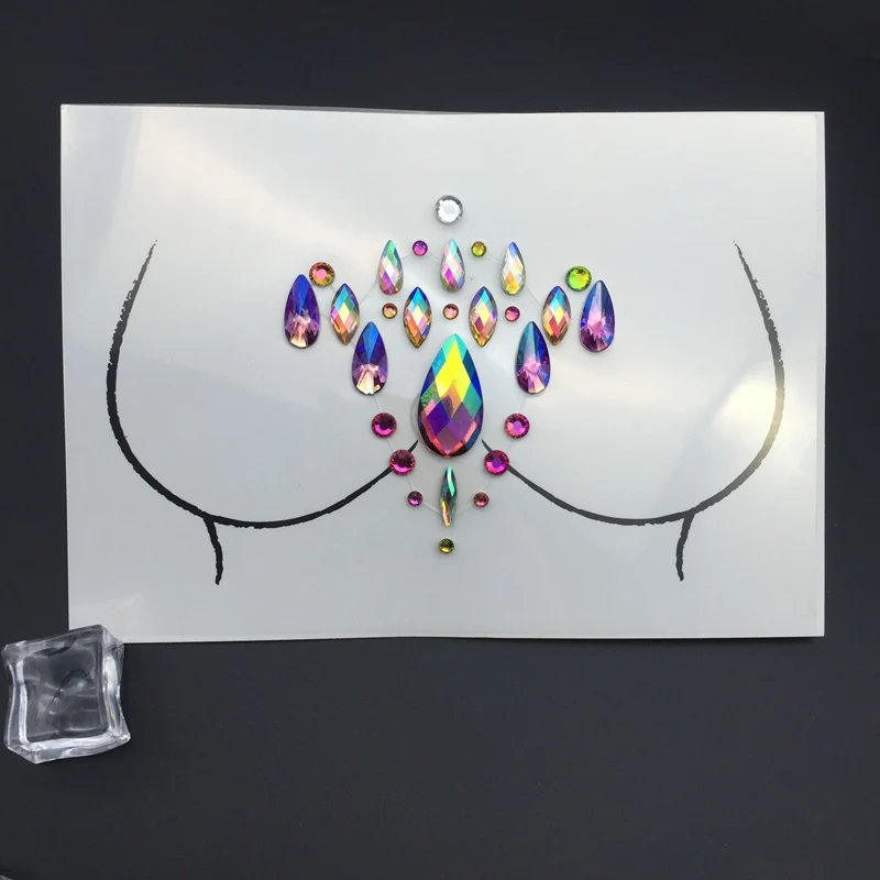 DIY акриловое сексуальное украшение на грудь с кристаллами, алмазная татуировка, стикер для лица, 3D дрель, палочка для лица, дрель, праздничные стразы, наклейка s - Цвет: Антикварное серебро