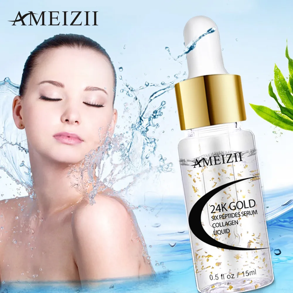 AMEIZII 24K Gold шесть пептидов коллагеновая сыворотка крем для лица отбеливающий увлажняющий с гиалуроновой кислотой антивозрастной подтягивающий укрепляющий уход за лицом