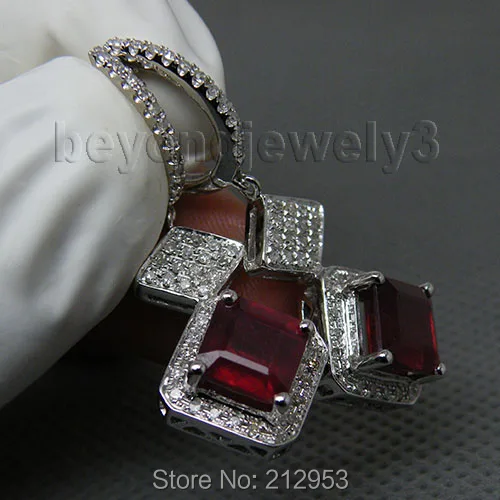 Женские серьги из белого золота с красным Рубином|jewelry diamond earrings|jewelry ruby earringsjewelry