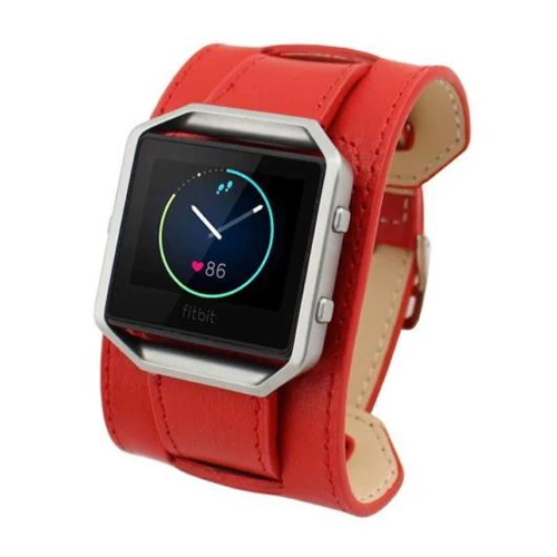 

Leather Double Tour Cuff Watch Band Strap For Fitbit Blaze LED Watch Tracker, Bracelet type Red