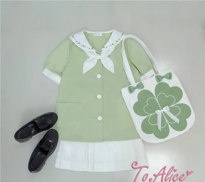 

Princess sweet lolita bag To Alice Original cute lovable lucky clover large capacity canvas Satchel fashion and adorable BAG221