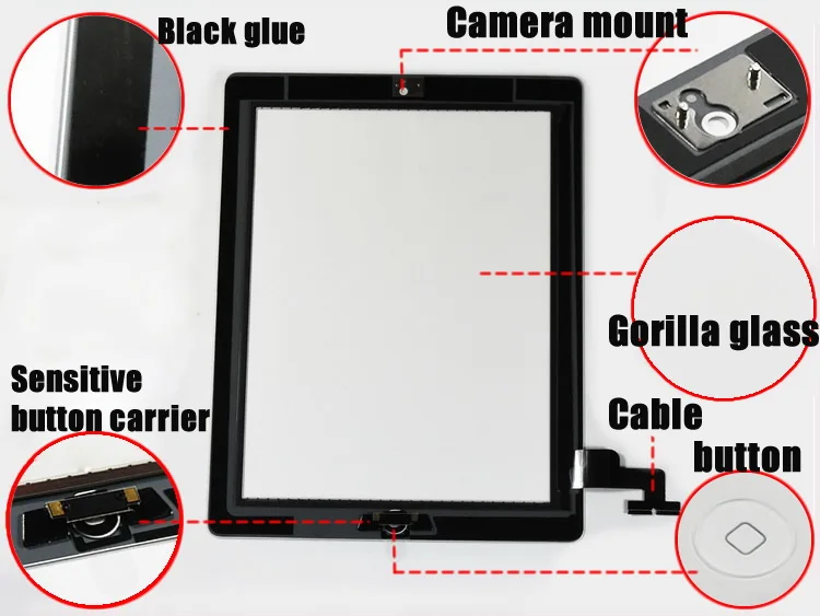 

Touch Screen Digitizer Assembly For iPad 3 4 2 5 Mini 1 2 3 with Home button Camera Holder adhesive