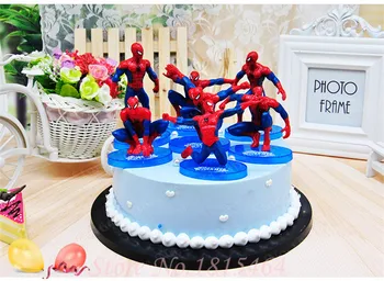 

7pcs/set Spider man PVC Doll Toy Topper Boy Birthday Cake Topper Kids Boy Birthday Gift Spiderman Toys DIY Cake Decoration