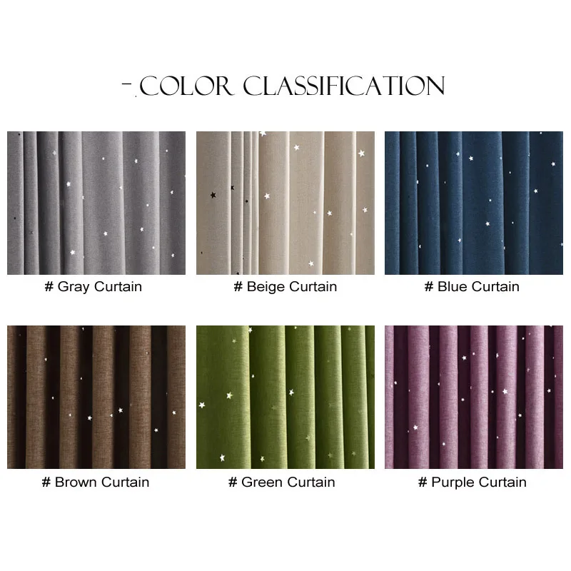 Modern Hollow Star Faux Linen Blackout Curtains For Living Room Bedroom