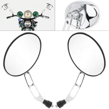 

2pcs 10mm Silver Modified Plated Universal Oval Motorcycle Rearview Mirror Side Mirrors for Motorcycle