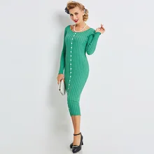 Sisjuly осень 2017 г. Для женщин ретро трикотажные ткани зеленый Bodycon Оболочка Платья-свитеры до середины икры Платье O Средства ухода за кожей Шеи Воротник Платья для женщин