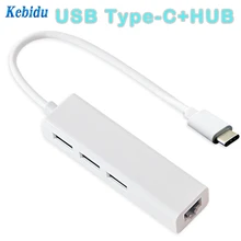 Kebidu type C usb-хаб 3 порта USB 3,1 концентратор Поддержка RJ45 сетевой карты Lan адаптер для Macbook