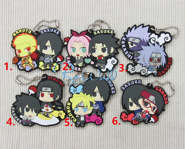 

Naruto Sakura Kakashi Sasuke Anime Rubber 2 Ver Rubber Keychain