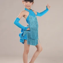 Ребенок Платье с бахромой для девочек Бальные для Латинской сальсы; танцевальный костюм; на практике и представление танцевальный костюм