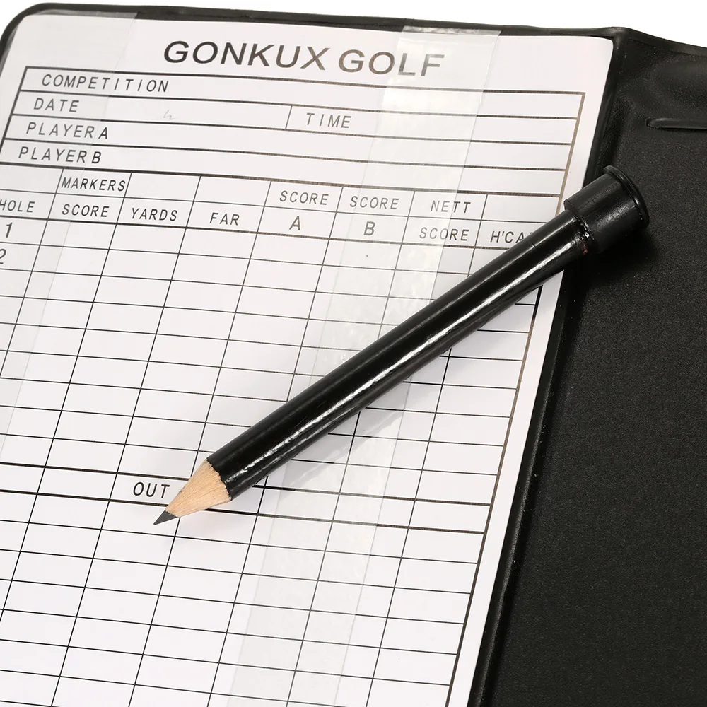 Gonkux, для гольфа оценка трекер гольф-стат Тетрадь Score отслеживающая карта показателей держатель с карандаша аксессуары учебные пособия