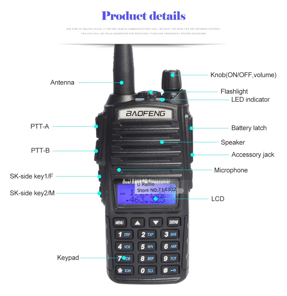 Baofeng UV82 рация Двухдиапазонная УКВ 137-174/400-520 МГц двухсторонняя радиоприемопередатчик частота портативный коммуникатор UV-82