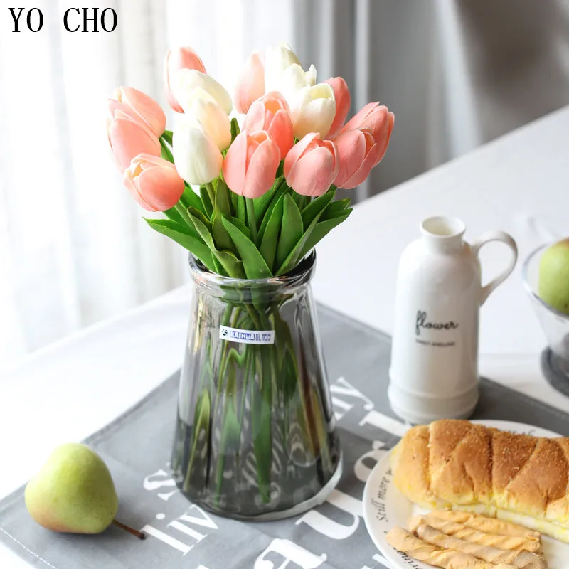 Йо Чо 11 шт./лот тюльпаны Искусственные цветы PU Флорес Para Decoracion Hogar Свадебные