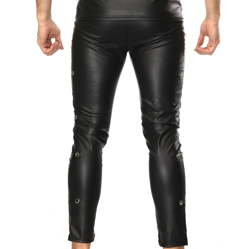 Новое поступление, мужские кожаные штаны в стиле хип-хоп искусственная кожа полиуретан материал, мотоциклетные повседневные обтягивающие блестящие нательные брюки, леггинсы, брюки
