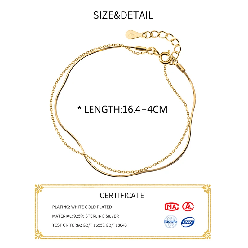 INZATT Real 925 Sterling Silver Minimalist Bracelet For Elegant Women Party Classic Double Chain Fine Jewelry 2019 Accessories - Image 2