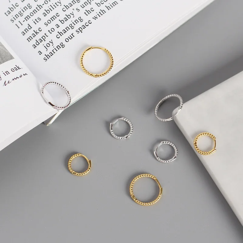 OLOEY, серебряные круглые серьги-кольца из натуральной 925 пробы для женщин, простые геометрические витые серьги, корейские ювелирные изделия YME469