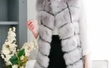 Lisa Colly, новинка, длинная куртка из искусственного лисьего меха, пальто для женщин, зимняя куртка из искусственного лисьего меха, пальто для женщин, теплое пальто из лисьего меха, верхняя одежда - Цвет: Серый