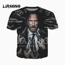 LIASOSO, 3D принт, для женщин и мужчин, фильм, Джон уик, футболка, летняя футболка, повседневный пуловер, хип-хоп, модный, короткий рукав, X2346