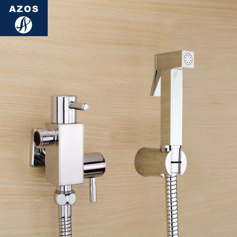 Azos Bidet Faucet Pressurized Sprinkler Head Brass Chrome Cold