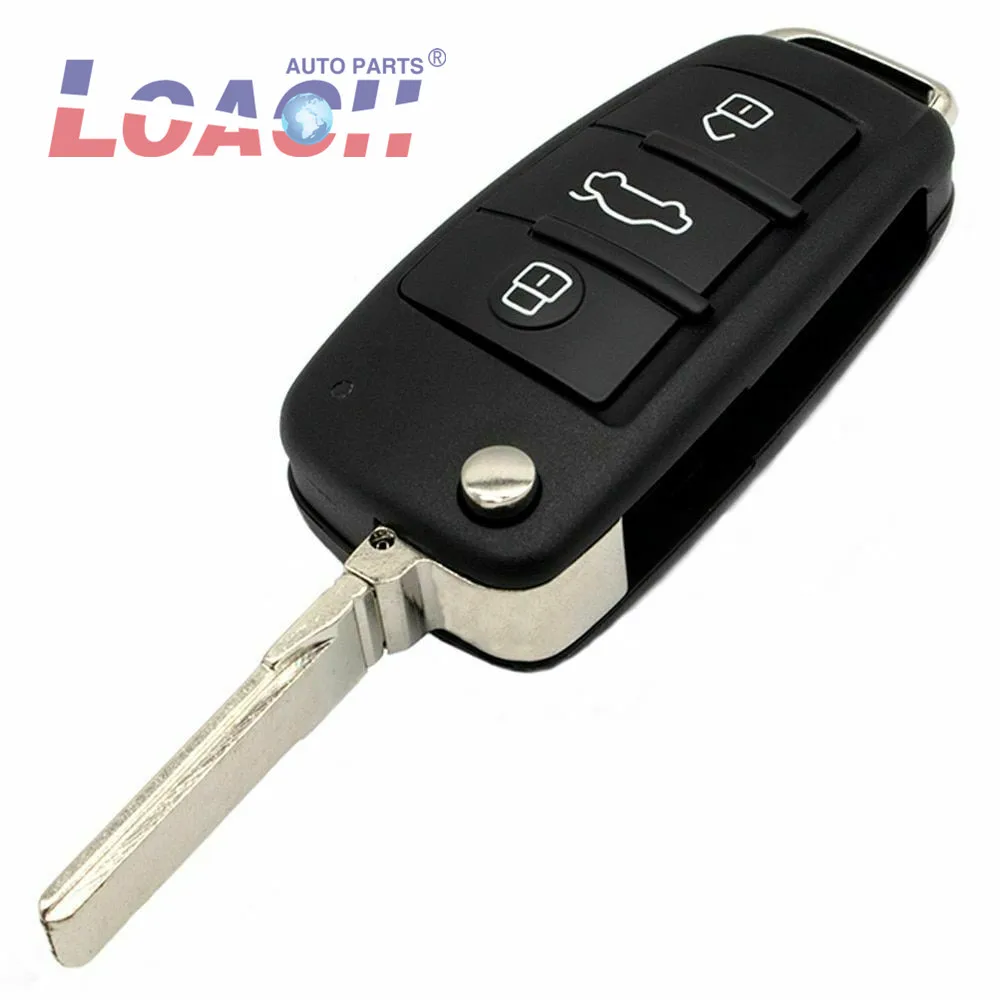 

3 Buttons Flip Car Key Remote Folding Key Cover Shell Fob Case Key For Audi Q7 A3 A4 A6 A6L A8 TT Uncut Blade Fob Case