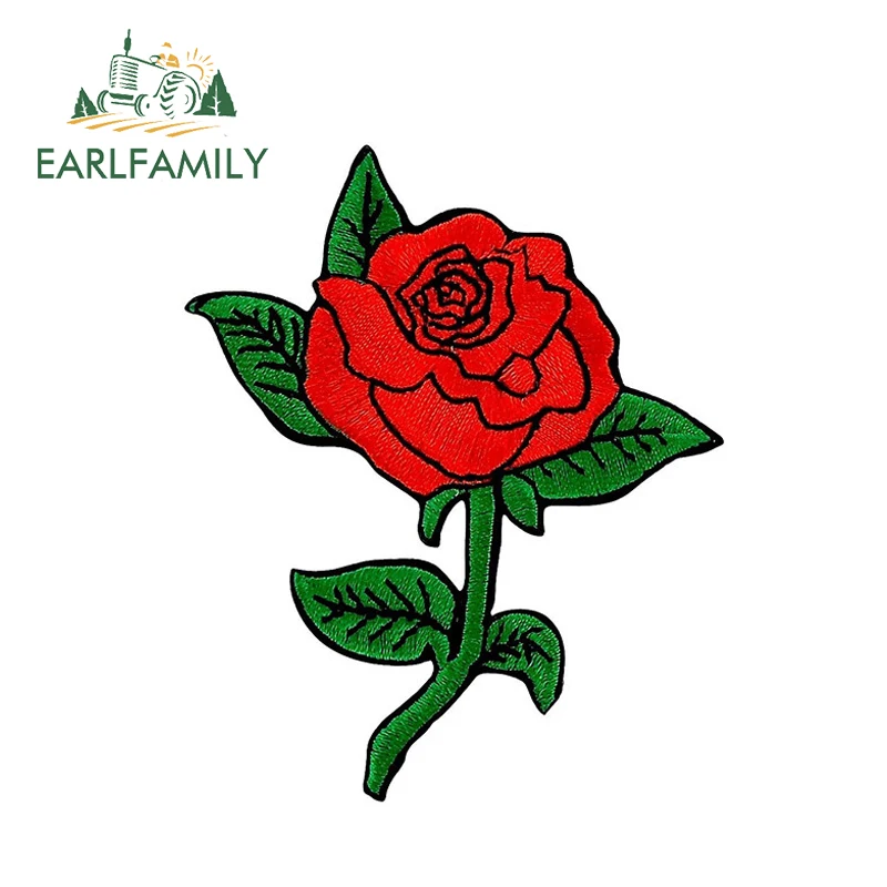 

EARLFAMILY 15cm x 12cm Car Styling 3D Car Sticker Ricamate Termoadesiva Rosa Biker Rose Bumper Decal Waterproof Car Accessories