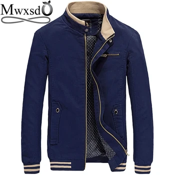 

Mwxsd brand Casual men slim fit cotton jacket Autumn men's stander collar fashion zipper jacket and coat homme jaqueta masculina