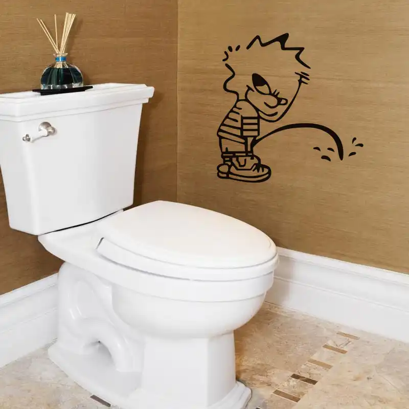 面白いのintersting車のための不良少年おしっこ小便ステッカートイレのステッカーの子おしっこ車の装飾防水ドアトイレ蓋ステッカー ウォール ステッカー Aliexpress