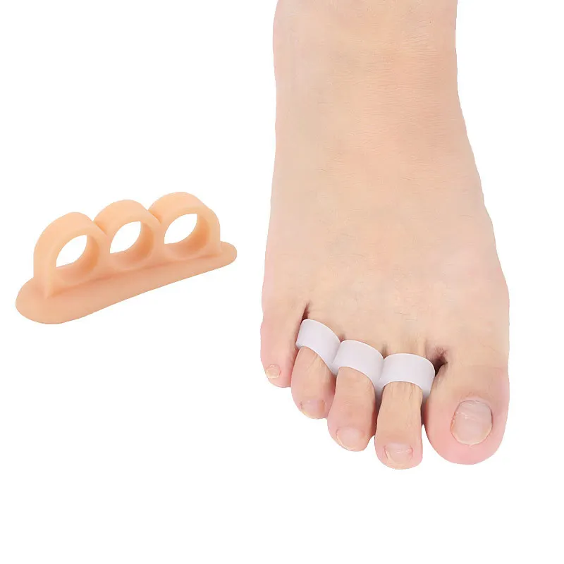Pares de Silicone Dedo do pé Dedo Separador Maca Hálux Valgo Alívio Joanete Protector Pads Três Furos Gel Martelo Toe Corrector 35
