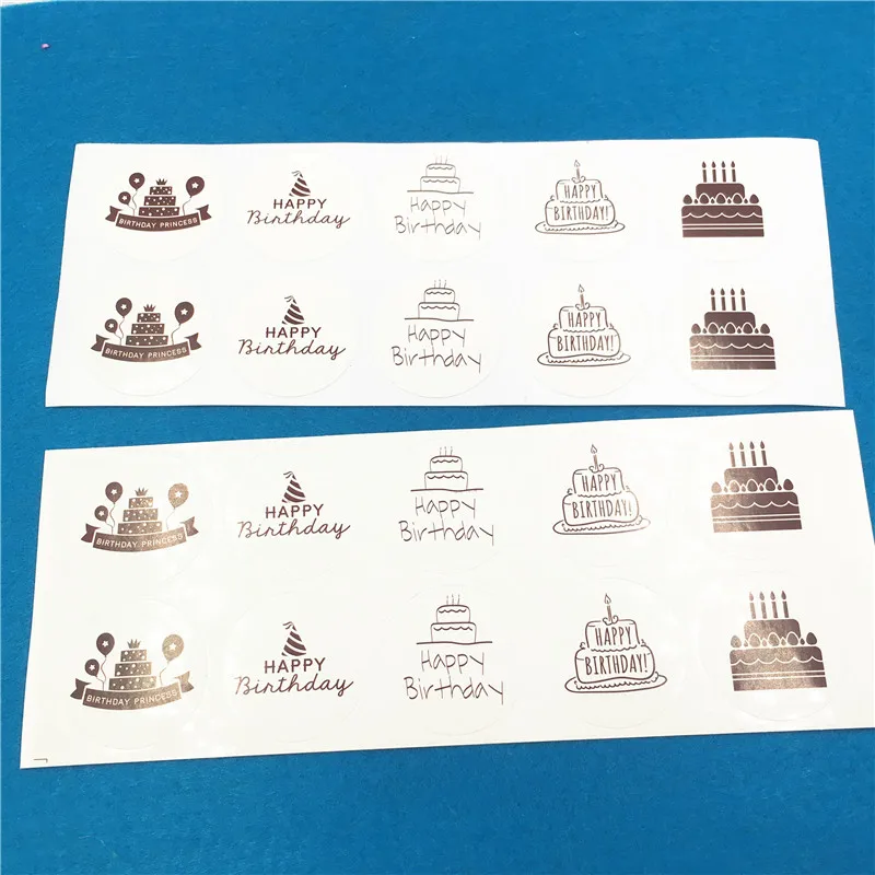 

100PCS/Lot Multi Pattern Self-Adhesive Paper Stickers For Happy Birthday Gifts Boxes Package Label Sealing Stickers Wholesale