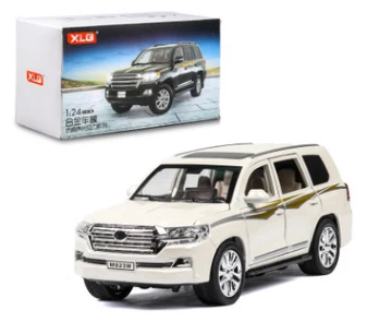 1:24 TOYOTA LAND CRUISER PRADO металлическая модель автомобиля с откидной спинкой для детей подарки на день рождения игрушки - Цвет: White With Box