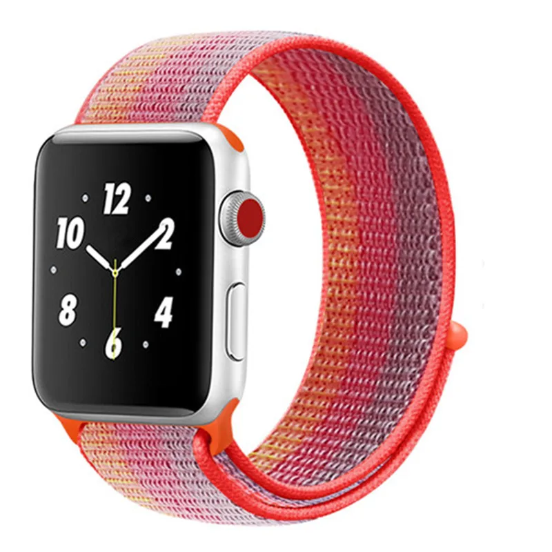 Ремешок для Apple Watch, ремешок для Apple Watch 5, 4, 44, мм, 42 мм, iwatch band 3, 2, 5, 42 мм, 38 мм, Спортивная петля, correa, нейлоновый ремешок для часов - Цвет ремешка: strip red 27