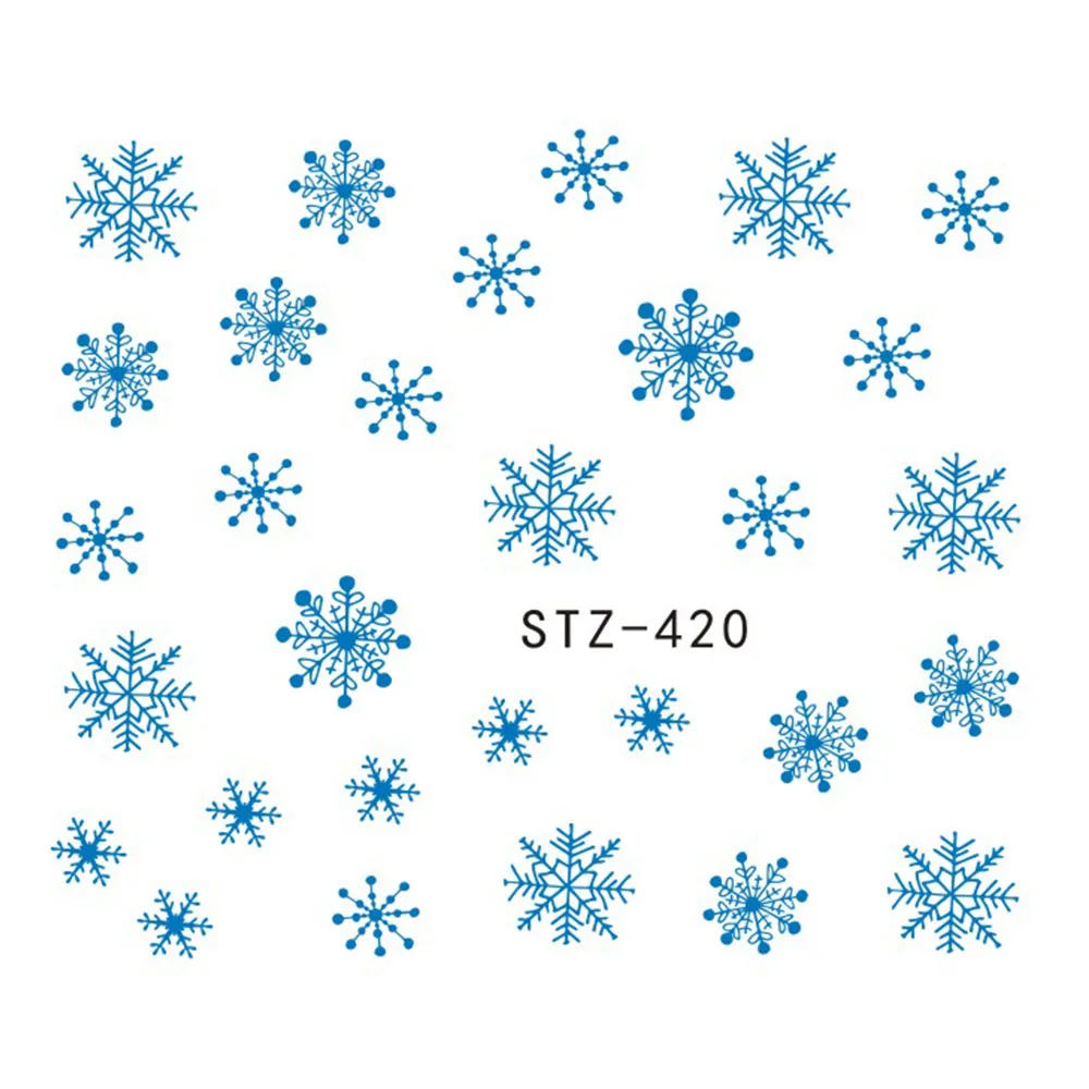 1 лист красоты белые Переводные картинки в форме снежинки Зимние стили воды ногтей наклейки, водяной знак ногтей наклейки украшения JISTZ421