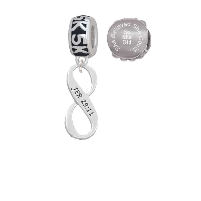Jeremiah 29:11 Infinity Sign 5K Run She Believed She Could Charm Beads (Set of 2)