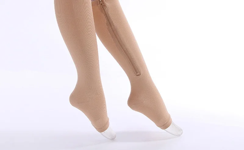2019 новые модные унисекс Компрессионные носки на молнии поддерживающий ногу колено носки Meias с открытым носком тонкие Анти-усталость