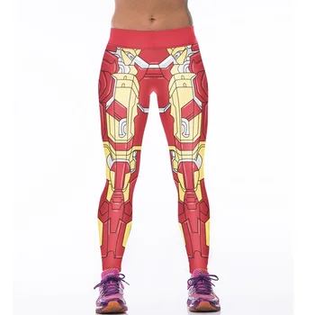 

New Fashion Iron Man Women High Waist Fitness Pants 3D Printed Stretch Fitness Leggings