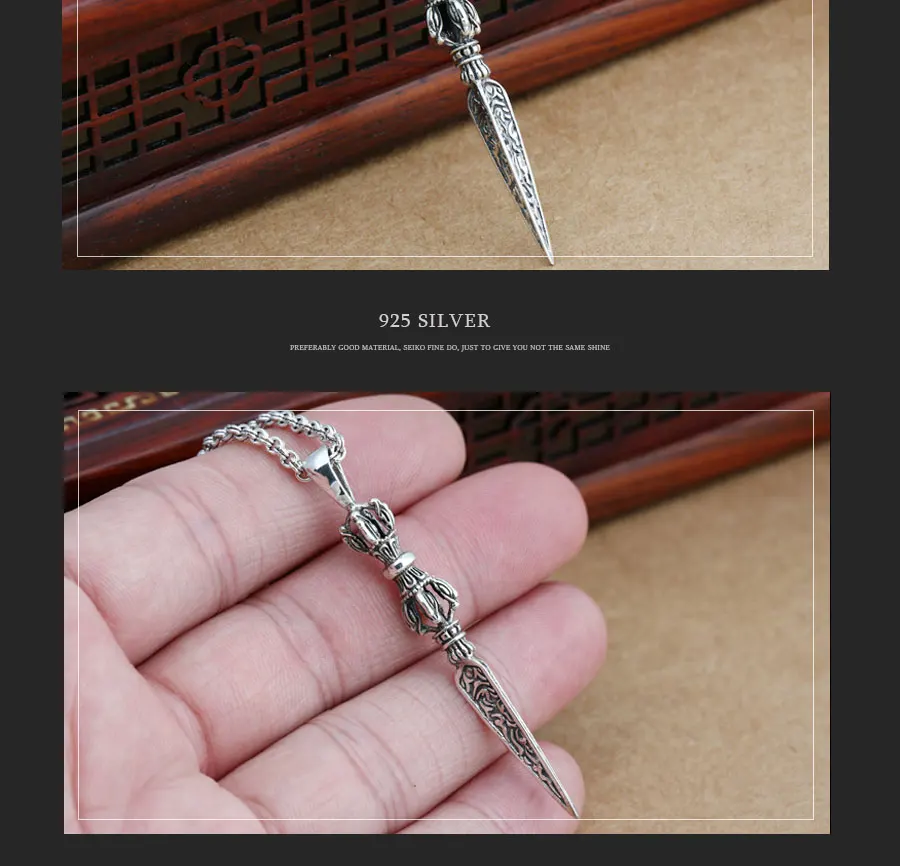 Waliicorners Pendant 100% Real 925 Sterling Silver Jewelry Buddhism Vajra Pestle Triangle Pendant fine jewelry Instruments 9 HTB1ezKdaMDD8KJjy0Fdq6AjvXXa2