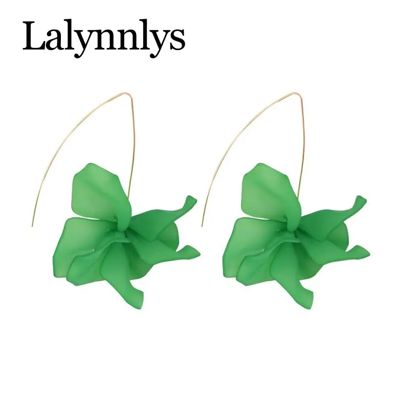 Женские длинные серьги лепестки Lalynnlys ZA Разноцветные ручной работы в богемном