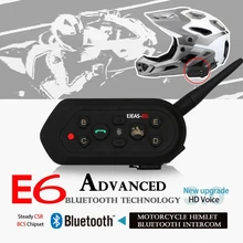 Motorcycle Helmet Intercom Headset Bluetooth interphone E6 1200M 6 Riders Wirelss Walkie Talkie For Skiing Cycling Communicator