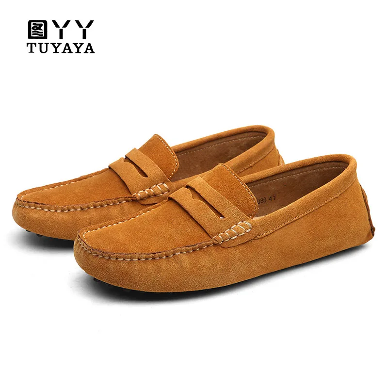 

Men Casual Suede Leather Loafers Black Solid Leather Driving Moccasins Gommino Slip on Men Loafers Shoes Male Loafers Big Size