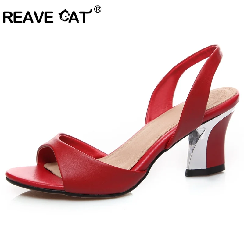 Женские босоножки из натуральной кожи REAVE CAT с открытым носком и ремешком на пятке