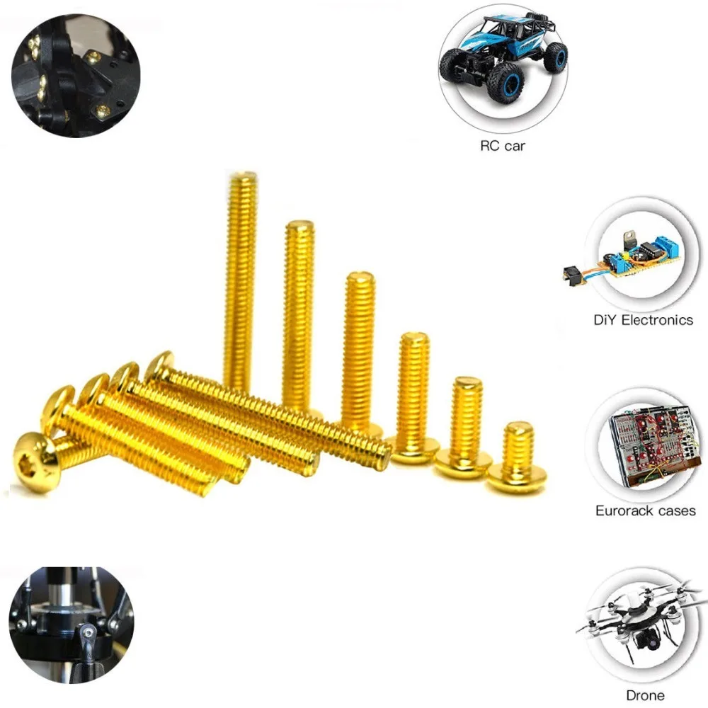 10 шт. класс 12,9 полукруглая головка покрытие титановое золото шестигранный винт M2 M2.5 M3 M4 M5 Iso7380 шестигранный винт длина 5-30 мм
