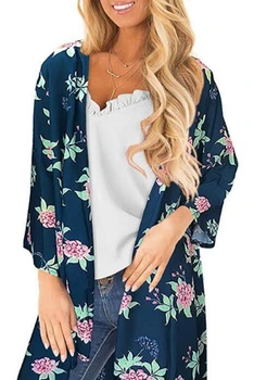 

2019 Summer New Pattern Women Printing Chiffon Cardigan Sunscreen Kimono