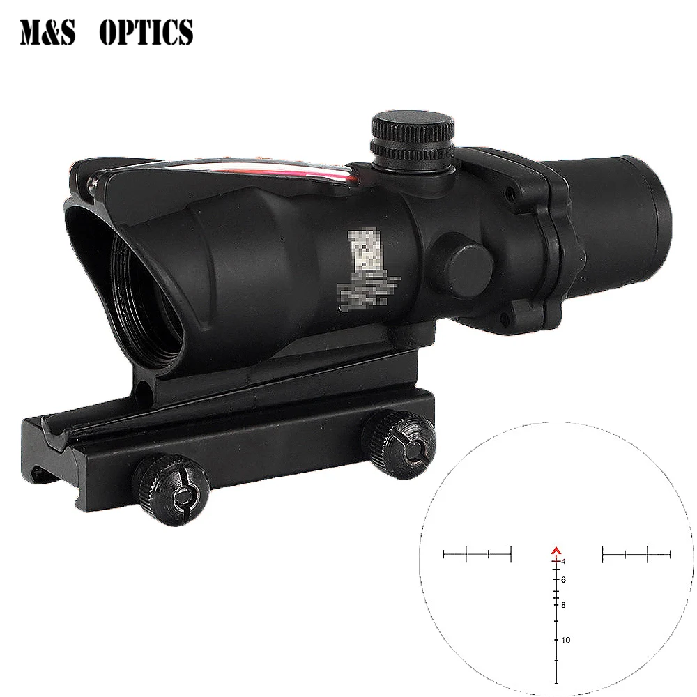 ACOG тактический страйкбол Спорт 4x32 охотничий страйкбол красный точечный Тактический зритель голографический волоконно-оптический Коллиматорный прицел