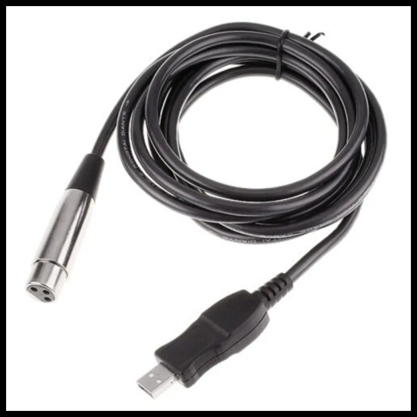 Freeshipping 3M Black USB Microphone Mic Link Cable Adapter Male to XLR