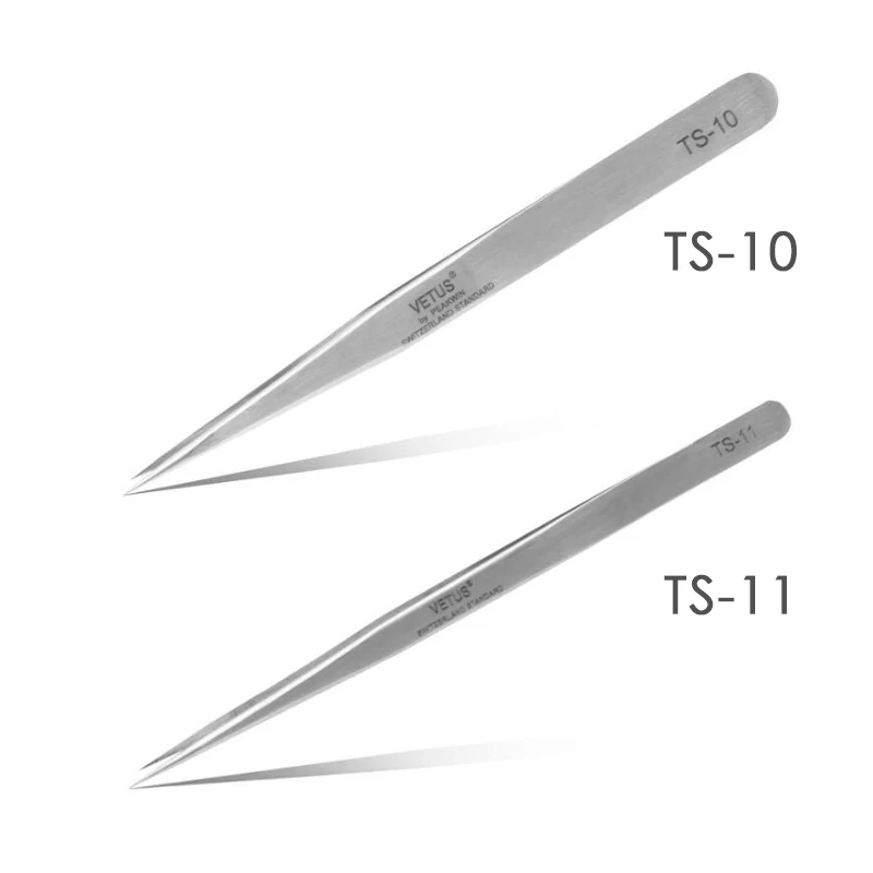 Vetus 6 Pcs/lot TS10 TS-11 TS-12 TS-13 TS-14 TS-15 High elastic acid & alkali resistant stainless steel tweezers