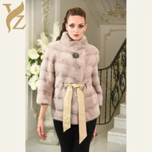 Женское пальто из натурального меха, осенняя и зимняя верхняя одежда, верхняя одежда, приталенное пальто из натурального меха норки, модное пальто с воротником-стойкой